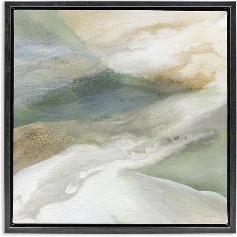 Stupell Industries 'Serene Mist Over Rolling Fields', Floating Frame Canvas Art, Black, 18 x 18 Inches, Easy to Hang and Sturdy, Made in USA, by Carol Robinson in Kuwait
