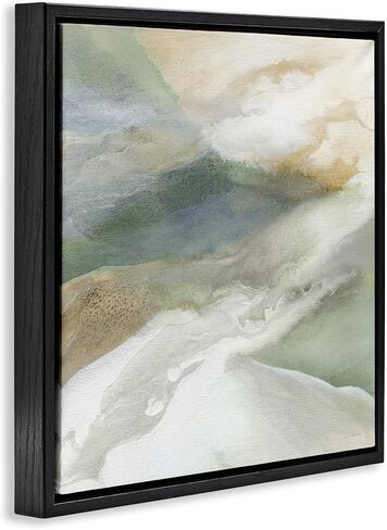 Stupell Industries 'Serene Mist Over Rolling Fields', Floating Frame Canvas Art, Black, 18 x 18 Inches, Easy to Hang and Sturdy, Made in USA, by Carol Robinson in Kuwait