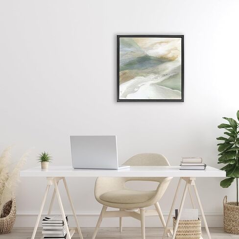 Stupell Industries 'Serene Mist Over Rolling Fields', Floating Frame Canvas Art, Black, 18 x 18 Inches, Easy to Hang and Sturdy, Made in USA, by Carol Robinson in Kuwait