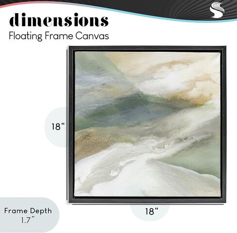 Stupell Industries 'Serene Mist Over Rolling Fields', Floating Frame Canvas Art, Black, 18 x 18 Inches, Easy to Hang and Sturdy, Made in USA, by Carol Robinson in Kuwait