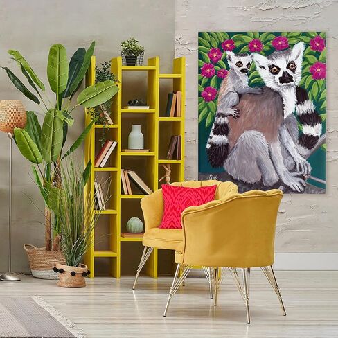 Stupell Industries 'Ring Tailed Lemur Mama & Baby', Canvas Art, 36 x 48 Inches, Easy to Hang and Sturdy, Made in USA, by Sarah Waldron Kimball in Kuwait