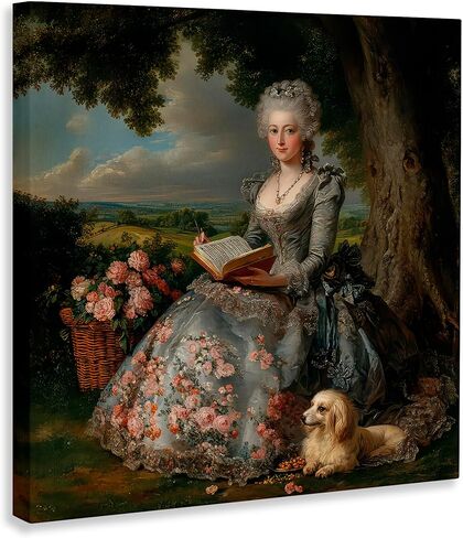 Stupell Industries 'Reading Rococo Lady with Dog', Canvas Art, 36 x 36 Inches, Easy to Hang and Sturdy, Made in USA, by The Wands Want in Kuwait