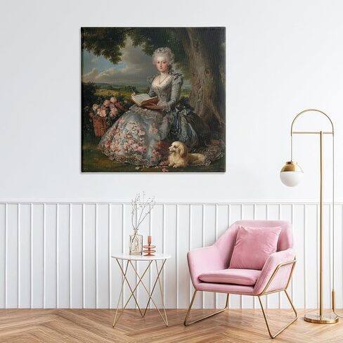 Stupell Industries 'Reading Rococo Lady with Dog', Canvas Art, 36 x 36 Inches, Easy to Hang and Sturdy, Made in USA, by The Wands Want in Kuwait