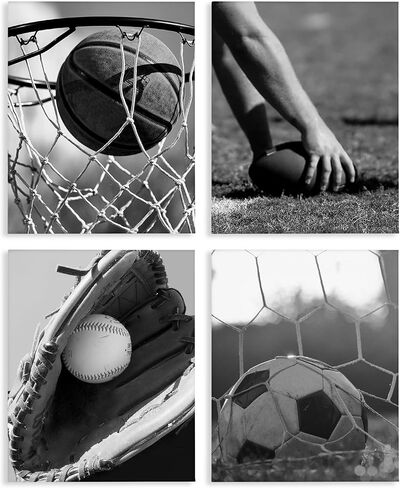 Stupell Industries 'Athletic Sports In Action', 4pc Canvas Set, 16 x 20 Inches, Easy to Hang and Sturdy, Made in USA, by Marcus Prime in Kuwait