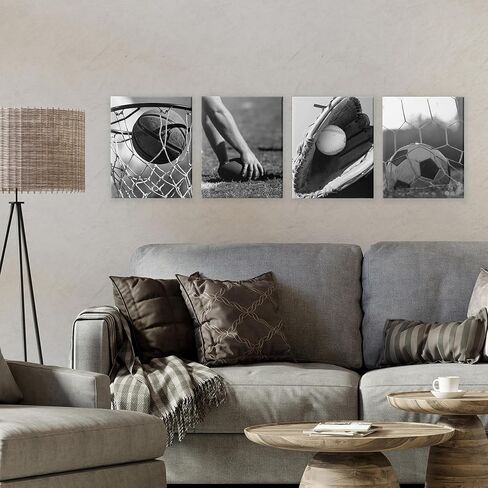 Stupell Industries 'Athletic Sports In Action', 4pc Canvas Set, 16 x 20 Inches, Easy to Hang and Sturdy, Made in USA, by Marcus Prime in Kuwait