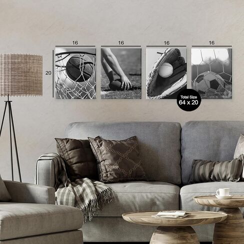 Stupell Industries 'Athletic Sports In Action', 4pc Canvas Set, 16 x 20 Inches, Easy to Hang and Sturdy, Made in USA, by Marcus Prime in Kuwait