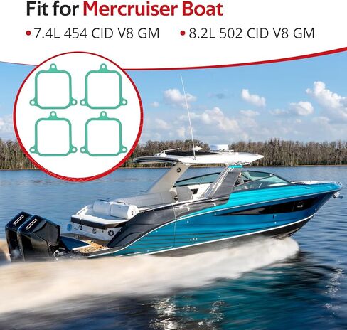 JAVIK 4Pcs Intake Plenum Gasket For Mercruiser 7.4L 454 CID V8 GM / 8.2L 502 CID V8 GM O.E.M# 805522A1 in Kuwait