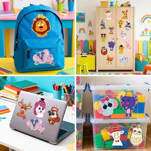 50 PCS Make-a-face Sticker Sheets, 3D Cute Animals Stickers, Kids DIY Party Theme Sets, 10 Styles Waterproof Kids Stickers for Party Favor Supplies or School Craft Kids Gift. in Saudi Arabia
