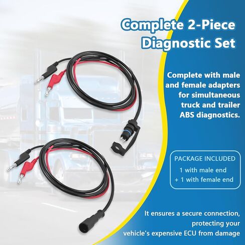 Heavy Duty Semi-Truck & Trailer ABS Diagnostic Multimeter Adapter Cable Kit, Pure Copper Core ABS Sensor Test Leads in Kuwait