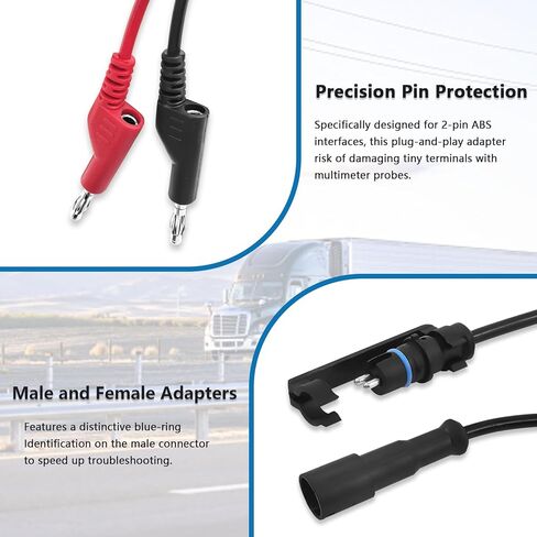 Heavy Duty Semi-Truck & Trailer ABS Diagnostic Multimeter Adapter Cable Kit, Pure Copper Core ABS Sensor Test Leads in Kuwait