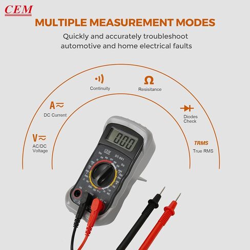 CEM 2000 Counts Digital Multimeter TRMS, Multimeter Accurate Tester for DC Voltage to 600V,DC Current to 10A,Resistance to 40MΩ,Diode Continuity Battery Test for Automotive Home Electricians in Kuwait