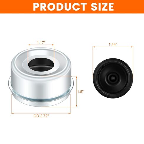 CZC AUTO 4 Pack 2.72" Trailer Hub Dust Caps Trailer Axle Wheel Hubs for 7000–8000 lb Trailer hubs, EZ Lube Camper Bearing Dust Caps with 4 Replacement Rubber Plug in Kuwait