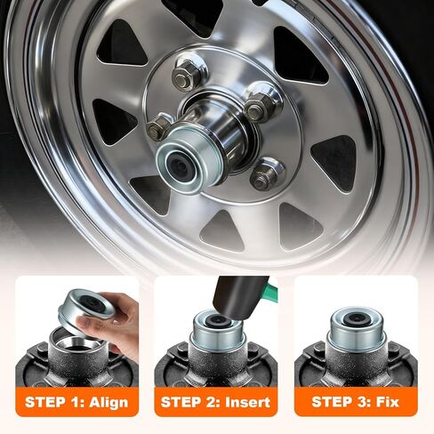 CZC AUTO 4 Pack 2.72" Trailer Hub Dust Caps Trailer Axle Wheel Hubs for 7000–8000 lb Trailer hubs, EZ Lube Camper Bearing Dust Caps with 4 Replacement Rubber Plug in Kuwait