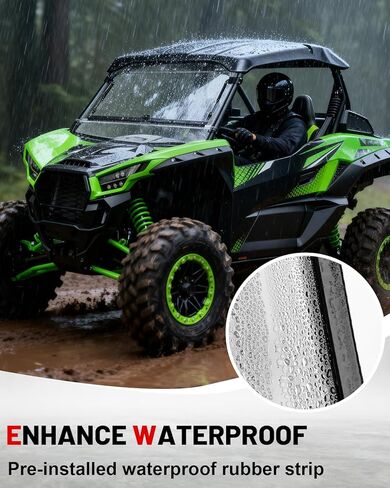 StarknightMT Teryx KRX 1000 زجاج أمامي قابل للطي 2 في 1 مقاوم للخدش متوافق مع Kawasaki Teryx KRX 1000 2020-2026 نافذة شفافة مقاومة للماء شديدة التحمل تستخدم مع ملحقات السقف in Saudi Arabia