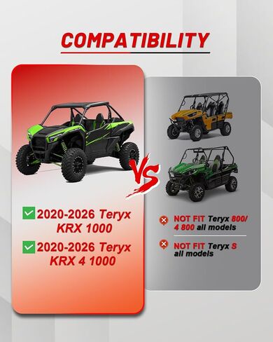 StarknightMT Teryx KRX 1000 زجاج أمامي قابل للطي 2 في 1 مقاوم للخدش متوافق مع Kawasaki Teryx KRX 1000 2020-2026 نافذة شفافة مقاومة للماء شديدة التحمل تستخدم مع ملحقات السقف in Saudi Arabia