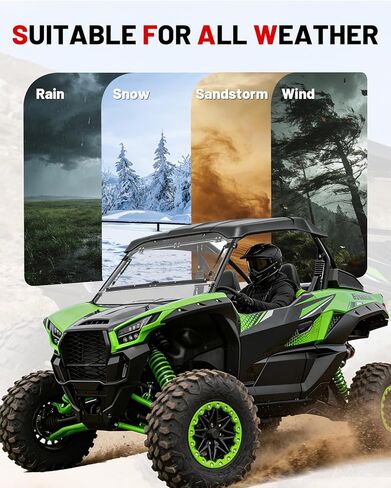 StarknightMT Teryx KRX 1000 زجاج أمامي قابل للطي 2 في 1 مقاوم للخدش متوافق مع Kawasaki Teryx KRX 1000 2020-2026 نافذة شفافة مقاومة للماء شديدة التحمل تستخدم مع ملحقات السقف in Saudi Arabia