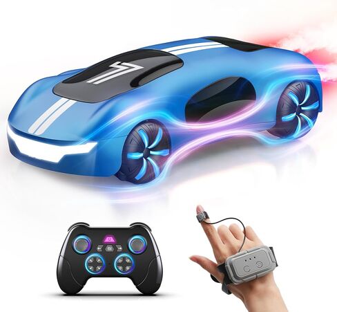 AEROQUEST Gesture Sensing Remote Control Car, Drift RC Stunt Car with Light Spray & Sound, 2.4GHz Hobby RC Cars Toy for Kids, 360° Rotate Sports Car, Birthday Gifts for Boys Girls 6-12 (Blue) in Saudi Arabia