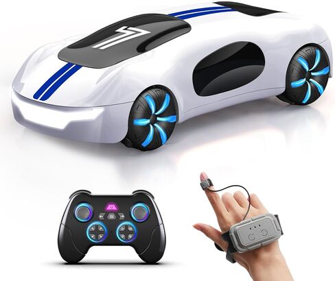 AEROQUEST Gesture Sensing Remote Control Car, Drift RC Stunt Car with Light Spray & Sound, 2.4GHz Hobby RC Cars Toy for Kids, 360° Rotate Sports Car, Birthday Gifts for Boys Girls 6-12 (Blue) in Kuwait
