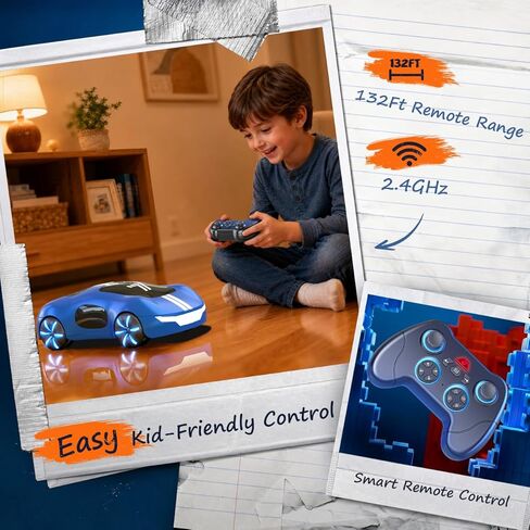 AEROQUEST Gesture Sensing Remote Control Car, Drift RC Stunt Car with Light Spray & Sound, 2.4GHz Hobby RC Cars Toy for Kids, 360° Rotate Sports Car, Birthday Gifts for Boys Girls 6-12 (Blue) in Saudi Arabia