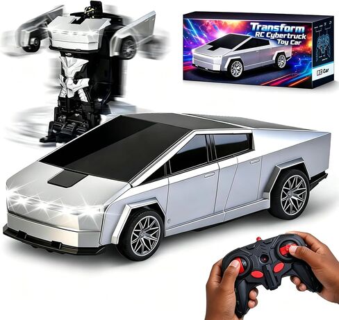 سيارة لعبة تحويل RC Cybertruck، 2.4 جيجا هرتز 2 في 1 ألعاب تحويل للأولاد 4-6 6-8، سيارة تحكم عن بعد للأطفال، سيارات RC تدور 360 درجة للأولاد من عمر 8-12 سنة، شاحنة سايبر تتحول مع أضواء وبطاريتين in Saudi Arabia