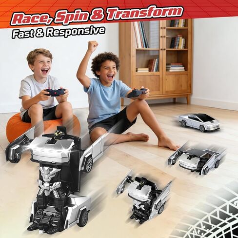 سيارة لعبة تحويل RC Cybertruck، 2.4 جيجا هرتز 2 في 1 ألعاب تحويل للأولاد 4-6 6-8، سيارة تحكم عن بعد للأطفال، سيارات RC تدور 360 درجة للأولاد من عمر 8-12 سنة، شاحنة سايبر تتحول مع أضواء وبطاريتين in Saudi Arabia