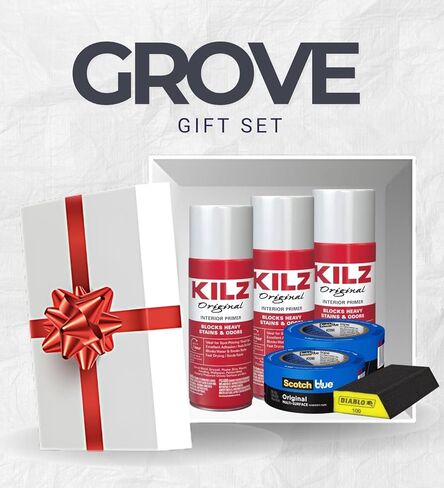 3x KILZ Spray Primer Paint أصلي أبيض مسطح أساسه زيتي / حزمة 13 أونصة مع 3x إسفنجة صنفرة ديابلو - تركيبة ممتازة لحجب البقع والختم والصنفرة - مجموعة هدايا (6 عناصر) in Saudi Arabia