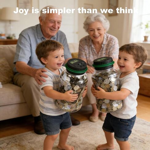 Accurate Digital Coin Counting Jar for Home & Office, 1.8L Clear ABS Coin Bank with LCD Display, Smooth Coin Slot, Perfect for Daily Change Collection and Easy Money Organization in Kuwait
