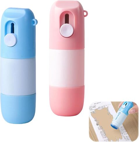 2-in-1 Thermal Paper Eraser Pen & Paper Cutter, Thermal Ink Remover for Privacy, Water-Based Liquid Redacting Marker, Quick Text Covering for Labels, Receipts & Packages (2*Pink) in Saudi Arabia