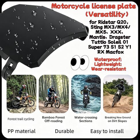 لوحة أرقام الدراجة الترابية الكهربائية الأمامية، لـ Ridstar Q20، Sting MX3/MX4/MX5، XXX، Mantis، Dragster Tuttio Soleil 01 Super 73 S1 S2 Y1 RX Macfox، سباق الإنحدار العالمي والدراجات الإلكترونية (لوحة سوداء) in Kuwait