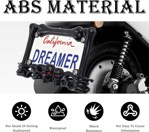 2026 New Cool Skull Motorcycle License Plate Frame,Heavy Duty Motorcycle License Plate Holder Kit Includes Screws,Nuts,Caps,Motorcycles Plates Frame Fits 7x4 Inch Standard Plates in Kuwait