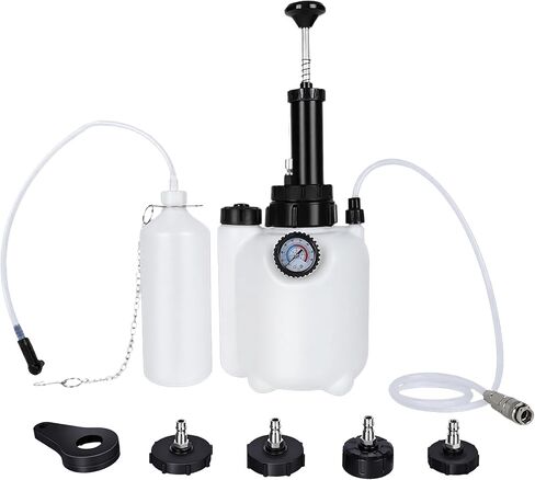 3L Brake Bleeder Kit,Brake Bleeder Vacuum Pump Kit,Brake Fluid Bleeder Kit with 1L Brake Bleeder Bottle and 4 Master Cylinder Adapters,Brake Bleeding Kit Suitable for Most Vehicles (White) in Kuwait