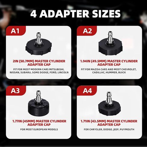 3L Brake Bleeder Kit,Brake Bleeder Vacuum Pump Kit,Brake Fluid Bleeder Kit with 1L Brake Bleeder Bottle and 4 Master Cylinder Adapters,Brake Bleeding Kit Suitable for Most Vehicles (White) in Kuwait