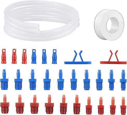 Orion Motor Tech Master Cylinder Bleeder Kit Compatible with 14151, 31pc Complete Brake Bleeder Tool Kit with SAE & Metric Fittings, 22 in Clear Hose, Clips and PTFE Tape, Universal Fit in Kuwait