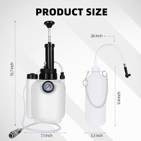 3L Brake Bleeder Kit,Brake Bleeder Vacuum Pump Kit,Brake Fluid Bleeder Kit with 1L Brake Bleeder Bottle and 4 Master Cylinder Adapters,Brake Bleeding Kit Suitable for Most Vehicles (White) in Kuwait