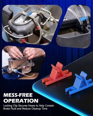 Orion Motor Tech Master Cylinder Bleeder Kit Compatible with 14151, 31pc Complete Brake Bleeder Tool Kit with SAE & Metric Fittings, 22 in Clear Hose, Clips and PTFE Tape, Universal Fit in Kuwait