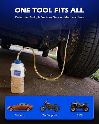 Orion Motor Tech Brake Bleeder Kit, 1L Brake Bleeder Bottle with 30 ml Fluid Extractor, 27 in Hose & Steel Chain, One-Person Brake Bleeding Tool Kit for Cars Motorcycle ATV in Kuwait