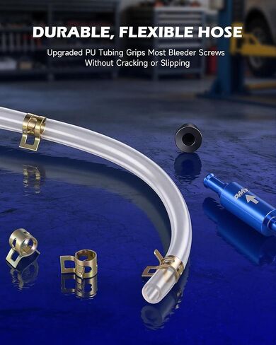 Orion Motor Tech 1 Pair Brake Bleeder Hose, 9pc One Way Check Valve Brake Bleeder Hose Set, Flexible PU Tubing with Steel Clamps & Dust Caps Universal for Cars and Motorcycles in Kuwait