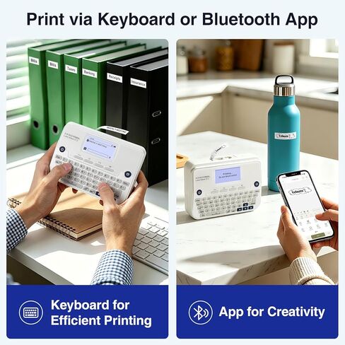SUPVAN E12 Bluetooth Label Maker Machine with 4 Tapes, Support Keyboard & App with 30+ Fonts and 660+ Icons, Rechargeable Inkless Labeler for Office, Home, Kitchen, School, Organization, White in Kuwait