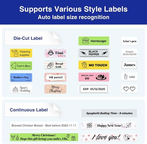 SUPVAN E12 Bluetooth Label Maker Machine with 4 Tapes, Support Keyboard & App with 30+ Fonts and 660+ Icons, Rechargeable Inkless Labeler for Office, Home, Kitchen, School, Organization, White in Kuwait