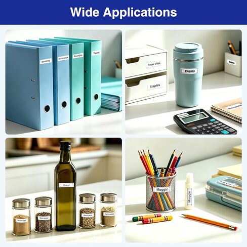 SUPVAN E12 Bluetooth Label Maker Machine with 4 Tapes, Support Keyboard & App with 30+ Fonts and 660+ Icons, Rechargeable Inkless Labeler for Office, Home, Kitchen, School, Organization, White in Kuwait