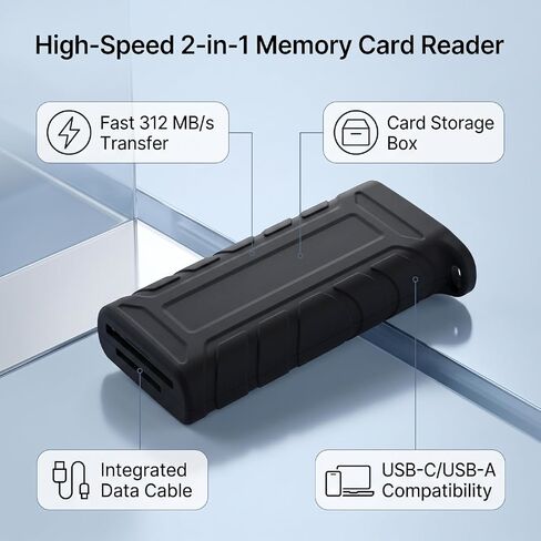 High Speed Card Reader, 2 in 1 Design with Dual Card Slot and Built in Data Cable for Camera Tablet Smartphone Computer in Kuwait