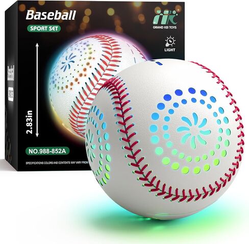 HYES Light up Baseball with LED Rechargeable, 9 Lighting Modes Glow in The Dark Baseball Gifts for Boys 8-12, Official Size Leather Weighted Balls for Day Night Indoor Outdoor Sport Game in Kuwait