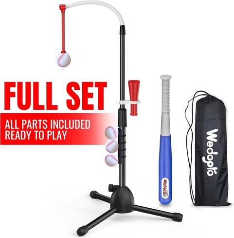Wedopro Steel Baseball Batting Tee for Kids 3-12 - Beginner Training T-Ball Set for Toddlers Outdoor & Backyard - Adjustable Height 25"-40" - 3X Stability Hitting - Birthday Gifts for Boys Girls in Kuwait