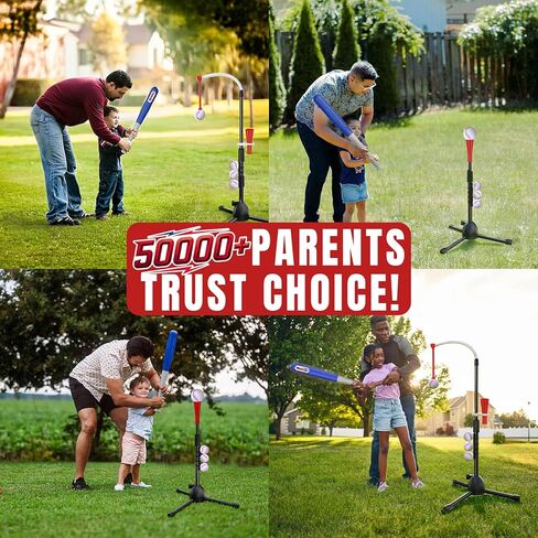 Wedopro Steel Baseball Batting Tee for Kids 3-12 - Beginner Training T-Ball Set for Toddlers Outdoor & Backyard - Adjustable Height 25"-40" - 3X Stability Hitting - Birthday Gifts for Boys Girls in Kuwait