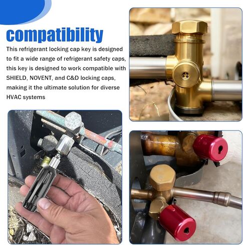 Universal Shield Locking Cap Key HVAC Tool, Refrigerant Locking Cap Multi-Key for R410A R22, for JB Industries, SHIELD, C&D, NOVENT Locking Caps in Kuwait