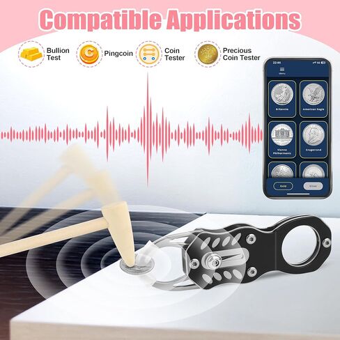 Silver Coin Tester Kit, Pocket Coin Testing Include Coin Pliers, Hammer, Magnifying Glass, Magnet Keychain, Silicone Cap, Measuring Board, Double-Scale Caliper, Flashlight, Gloves, Storage Bag in Kuwait