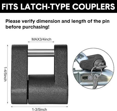 Chumia 4 Pcs Trailer Hitch Lock with Keys Dia 1/4 Inch 3/4 Inch Span Tongue Coupler Locks Sets Black Trailer Hitch Lock for Tow Boat Rv Truck Car Coupler in Kuwait