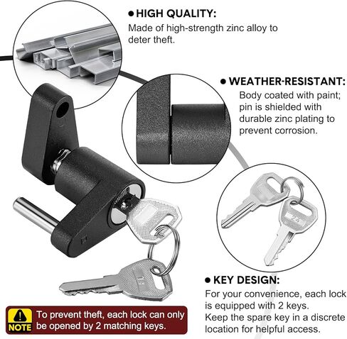 Chumia 4 Pcs Trailer Hitch Lock with Keys Dia 1/4 Inch 3/4 Inch Span Tongue Coupler Locks Sets Black Trailer Hitch Lock for Tow Boat Rv Truck Car Coupler in Kuwait