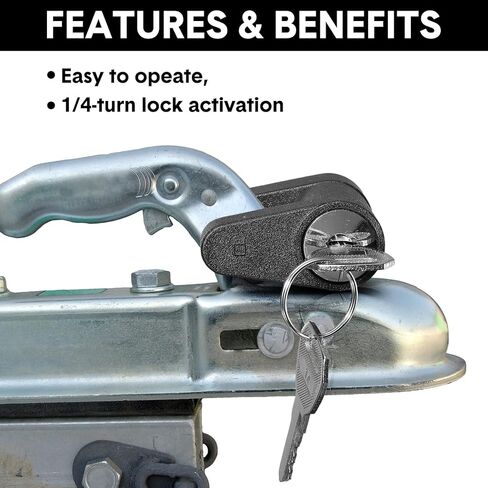 Chumia 4 Pcs Trailer Hitch Lock with Keys Dia 1/4 Inch 3/4 Inch Span Tongue Coupler Locks Sets Black Trailer Hitch Lock for Tow Boat Rv Truck Car Coupler in Kuwait