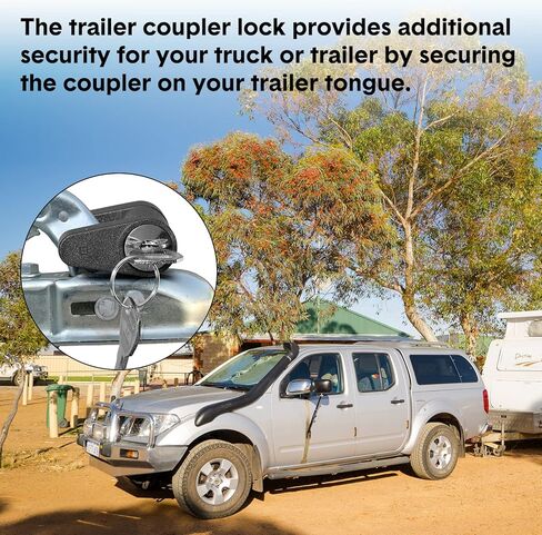 Chumia 4 Pcs Trailer Hitch Lock with Keys Dia 1/4 Inch 3/4 Inch Span Tongue Coupler Locks Sets Black Trailer Hitch Lock for Tow Boat Rv Truck Car Coupler in Kuwait